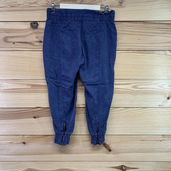 Athleta Pants 4 Elastic Waist Jogger Lyocell Blue Pockets Cropped Capri B134 - Picture 4 of 9
